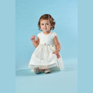 Vestido De Bebe Kiki Xodo Bordado Com Perolas Saia Tule Pmg 1647 Lojadacomadre