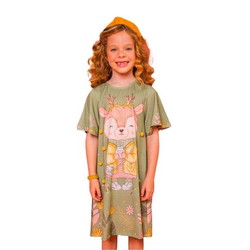 Vestido infantil Kukiê rena pompom 4a14 50154
